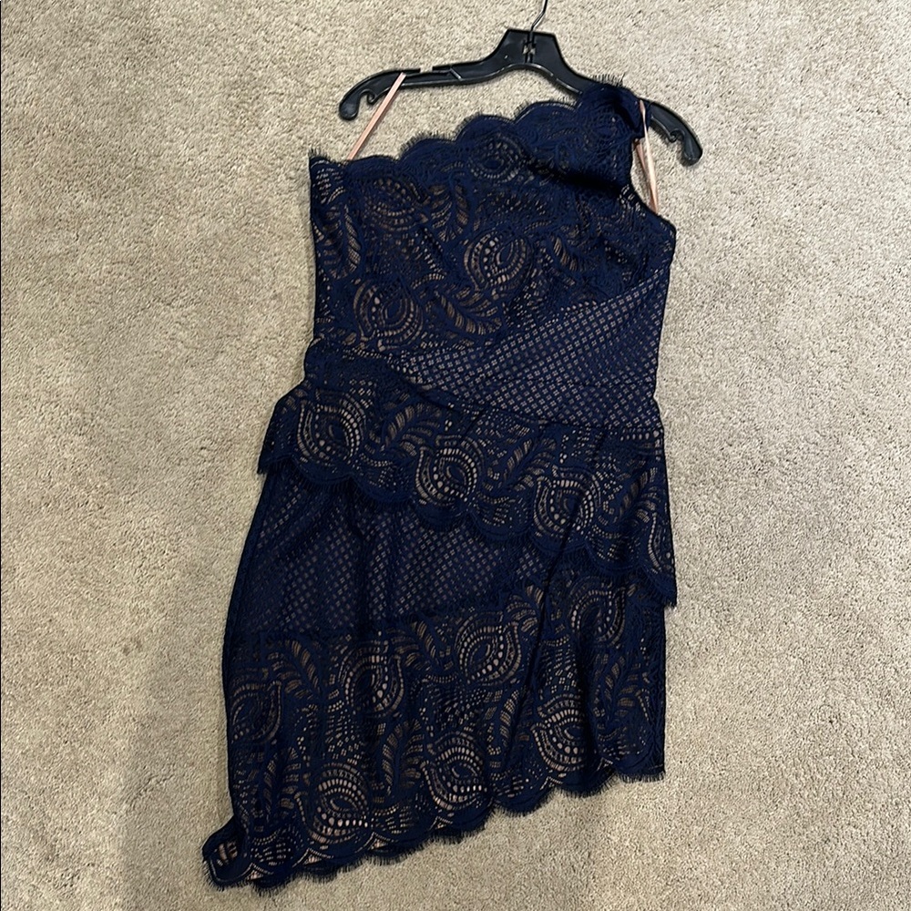 Elegant Navy Lace Dress